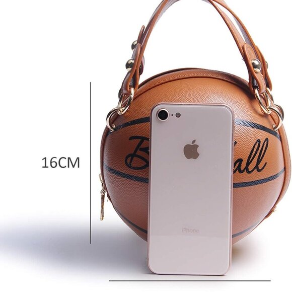 Basketball Crossbody Bag for Women PU Leather Adjustable Strap Compact Stylish - Picture 3 of 6